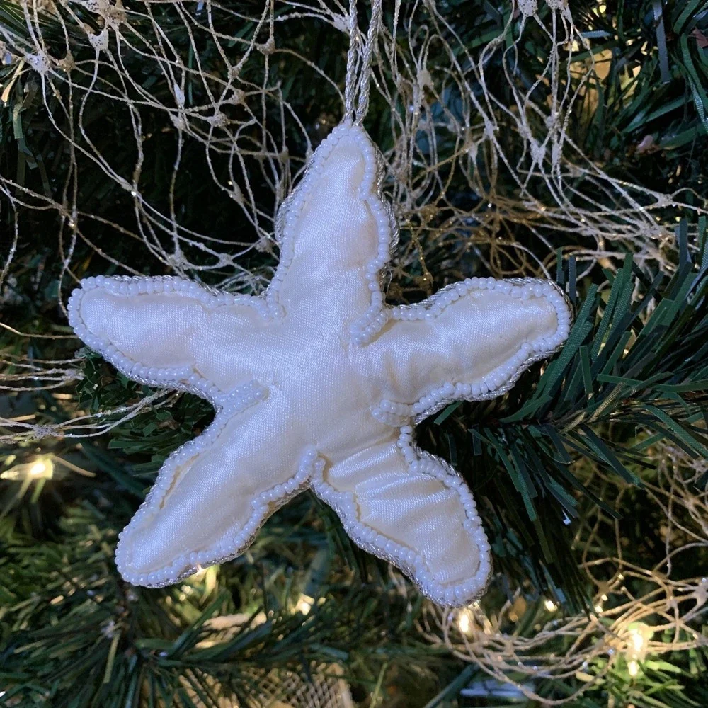 Starfish Shell Pearl Tone Seed Bead Christmas‎ Everyday Ornament